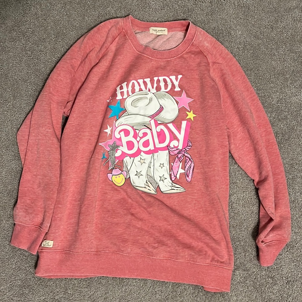 Simply Southern tunic sweater size Large Howdy Baby